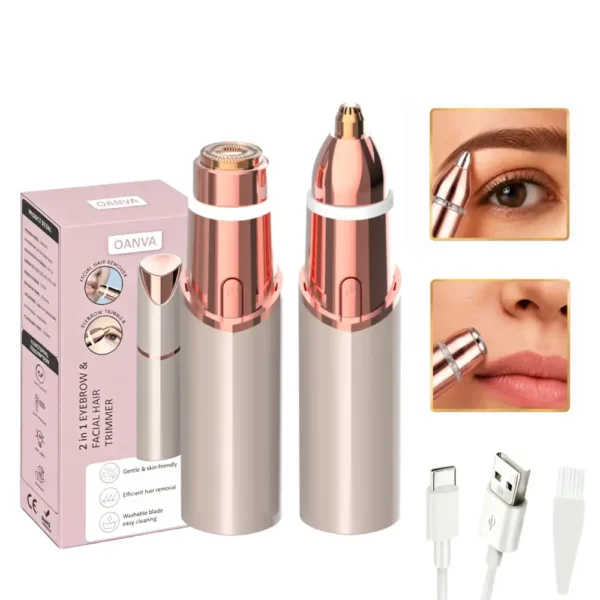 2-in-1 Facial & Eyebrow Trimmer – Face Razor & Hair Remover